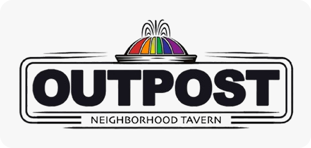 Colorful fountain tavern sign