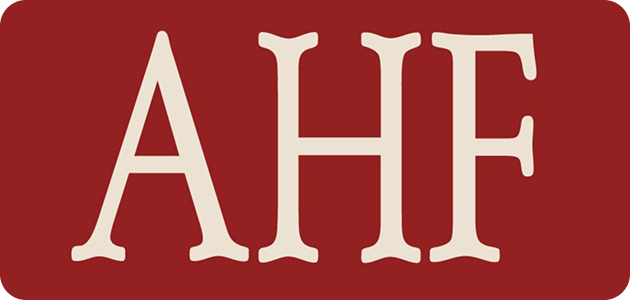 AHF emblem with red backdrop